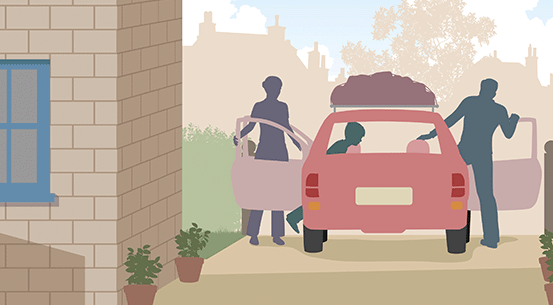 family leaving home image