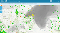 World map displaying smoke plumes and PM2.5