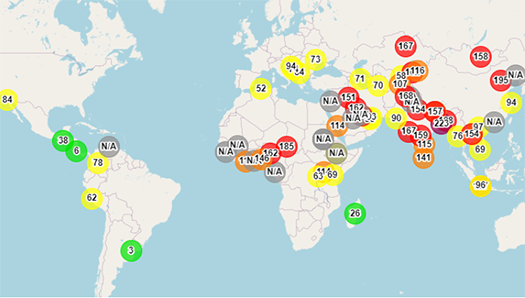 Map of US Embassies and Consulates